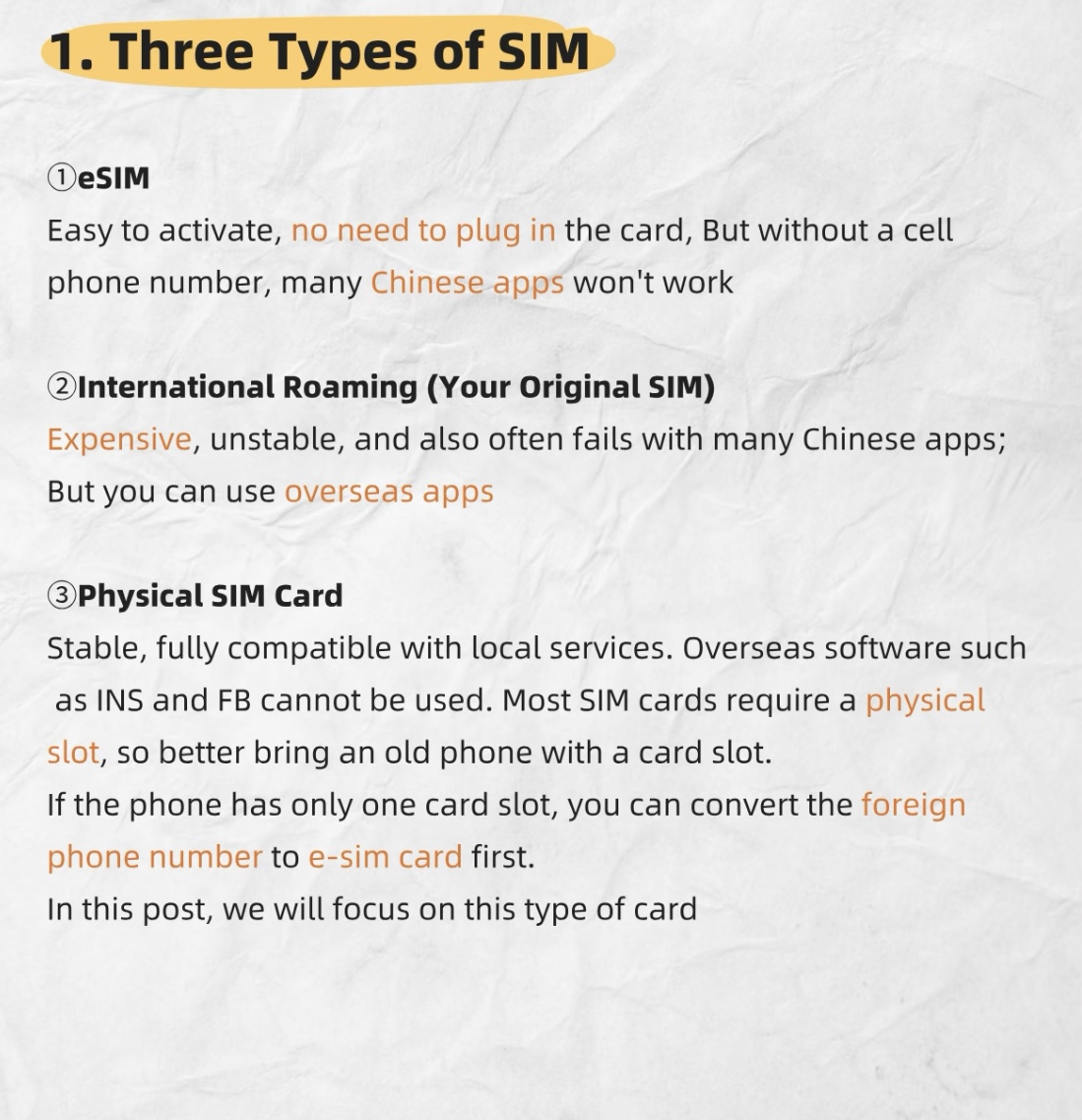 SIM card options