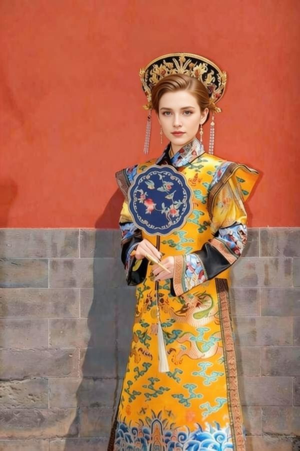 Chinese Empress Hanfu - Di Yi pheasant robe in bright red with phoenix and peony embroidery, royal costume