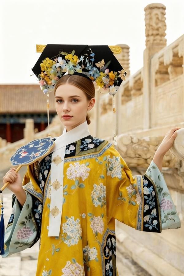 Chinese Concubine Hanfu - elegant moon-white or light purple standing collar Ao jacket with horse-face skirt