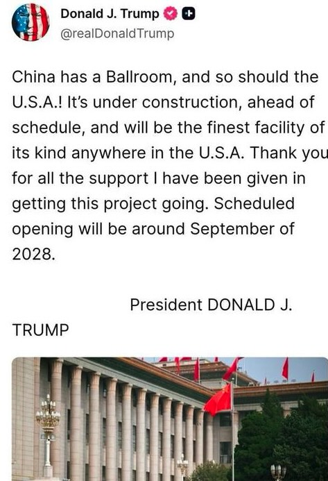 Donald Trump praising the majesty of the Great Hall of the People