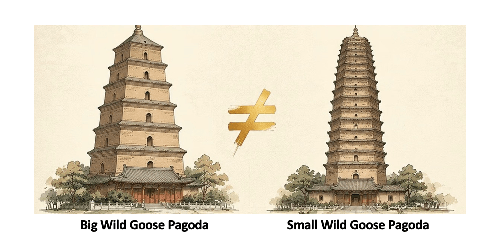 Big Wild Goose Pagoda vs Small Wild Goose Pagoda Comparison 大雁塔与小雁塔对比